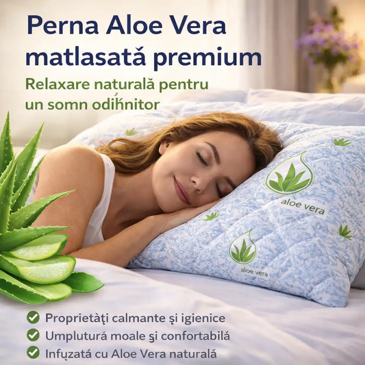 Pernă Aloe Vera premium matlasată 50x70 cm