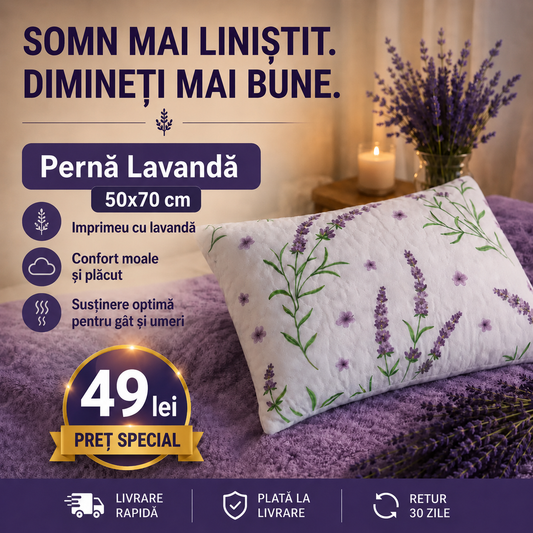 Pernă Lavandă premium matlasată 50x70 cm