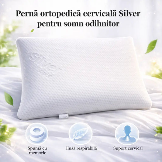 Pernă ortopedică cervicală Silver cu spumă memory