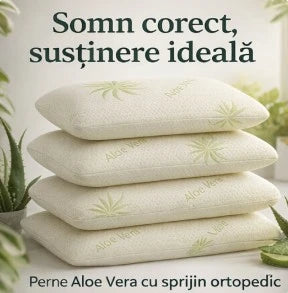 Pernă ortopedică cervicală Aloe Vera cu spumă memory