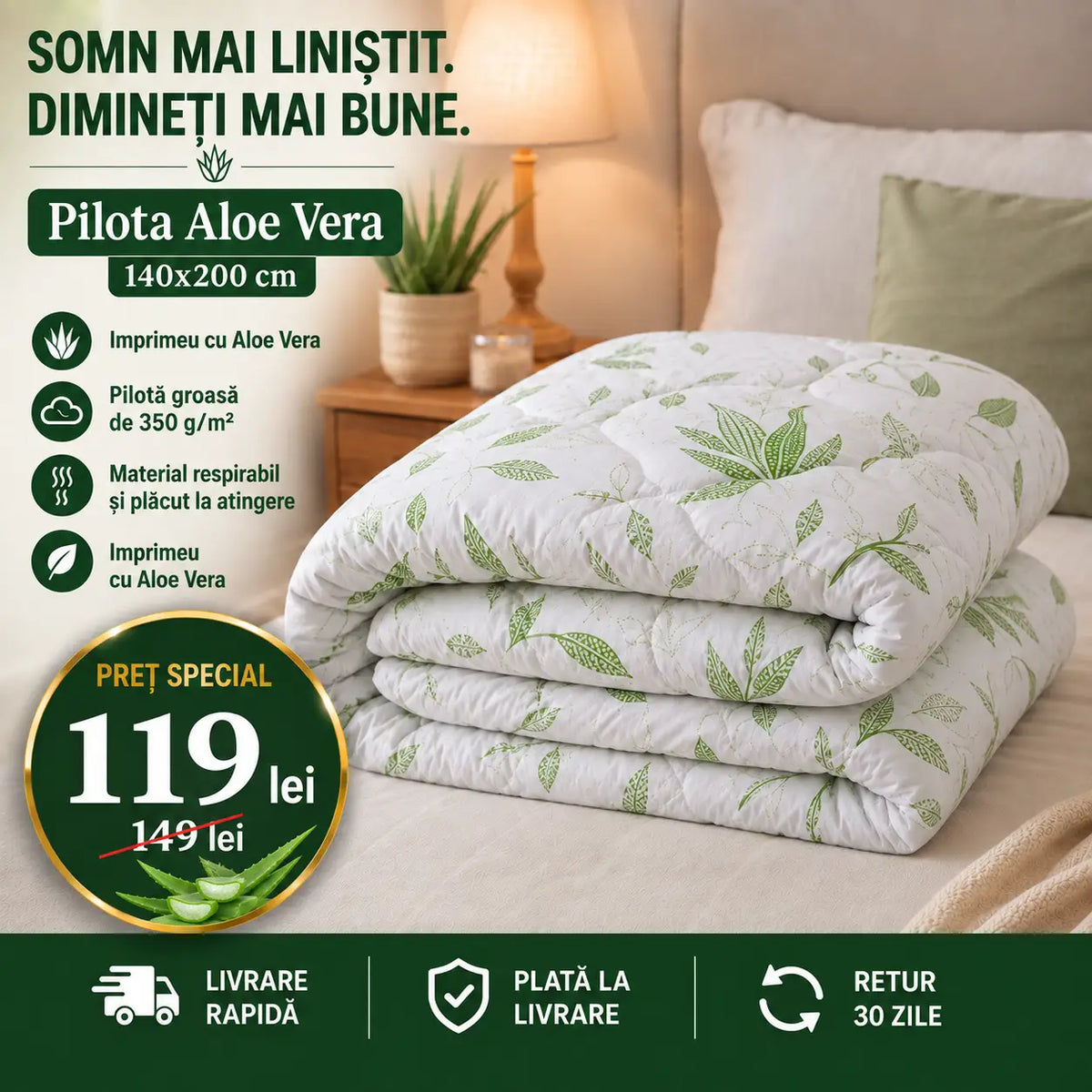 Pilota Aloe Vera 140x200 cm
