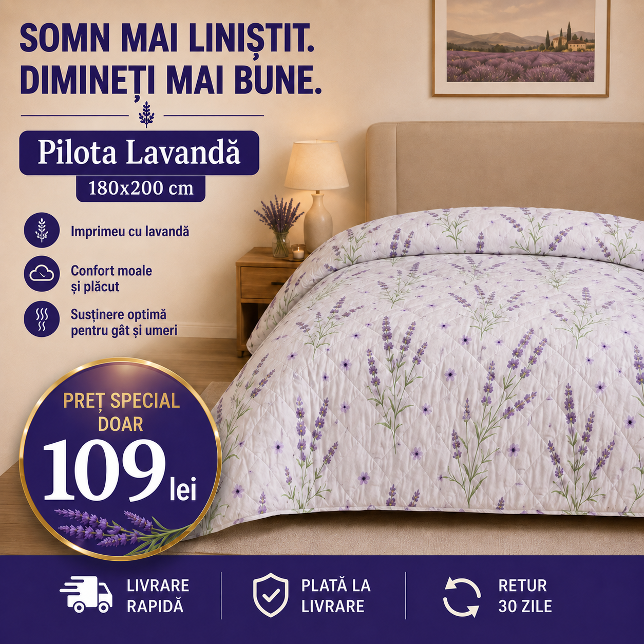 Pilota Lavanda 180x200 cm