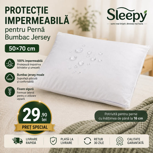 Protecție impermeabilă pernă din bumbac jersey 50×70 cm