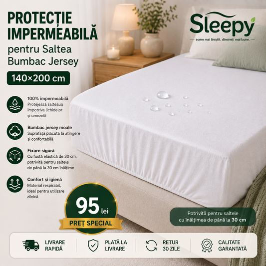 Protecție impermeabilă saltea bumbac jersey 140×200 cm