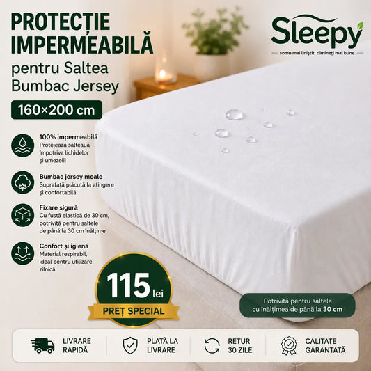 Protecție impermeabilă saltea bumbac jersey 160×200 cm