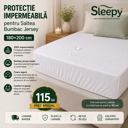 Protecție impermeabilă saltea bumbac jersey 180×200 cm