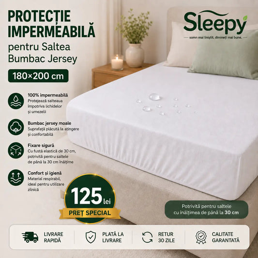 Protecție impermeabilă saltea bumbac jersey 180×200 cm