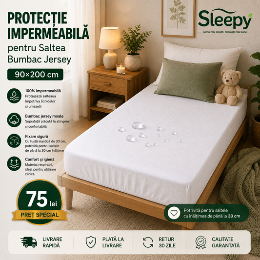 Protecție Impermeabilă Saltea 90x200 Bumbac Jersey