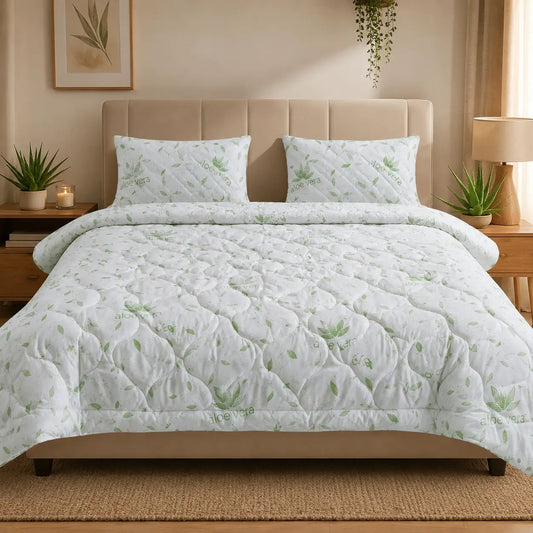 Set Pilotă Aloe Vera 180x200 cm + 2 Perne 50x70 cm